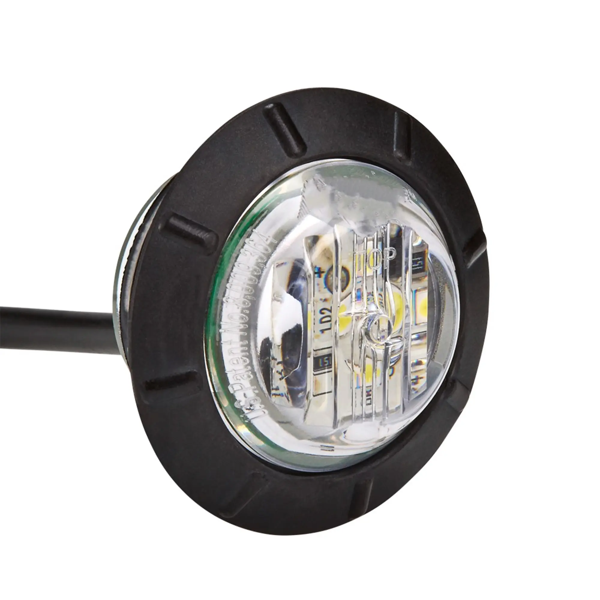 LED 1.5” Round Marker Light, Clear Lens, 6 Red LEDs, 6” Pigtail