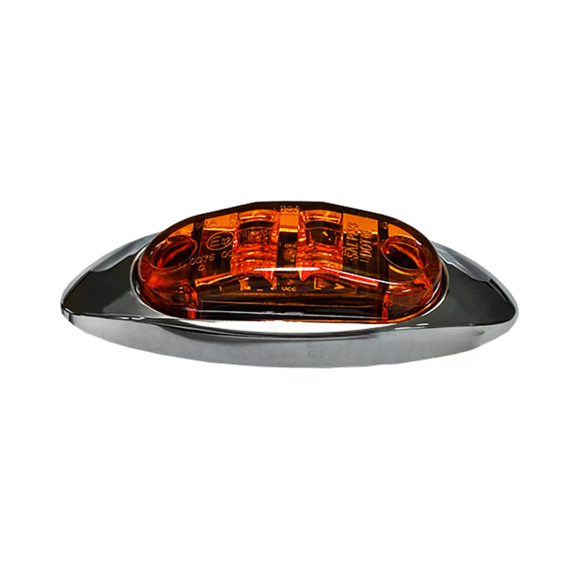 LED 2.6” x 1” Marker Light and Clearance Light Kit with Chromed Sleek Bezel, 2 Amber LEDs