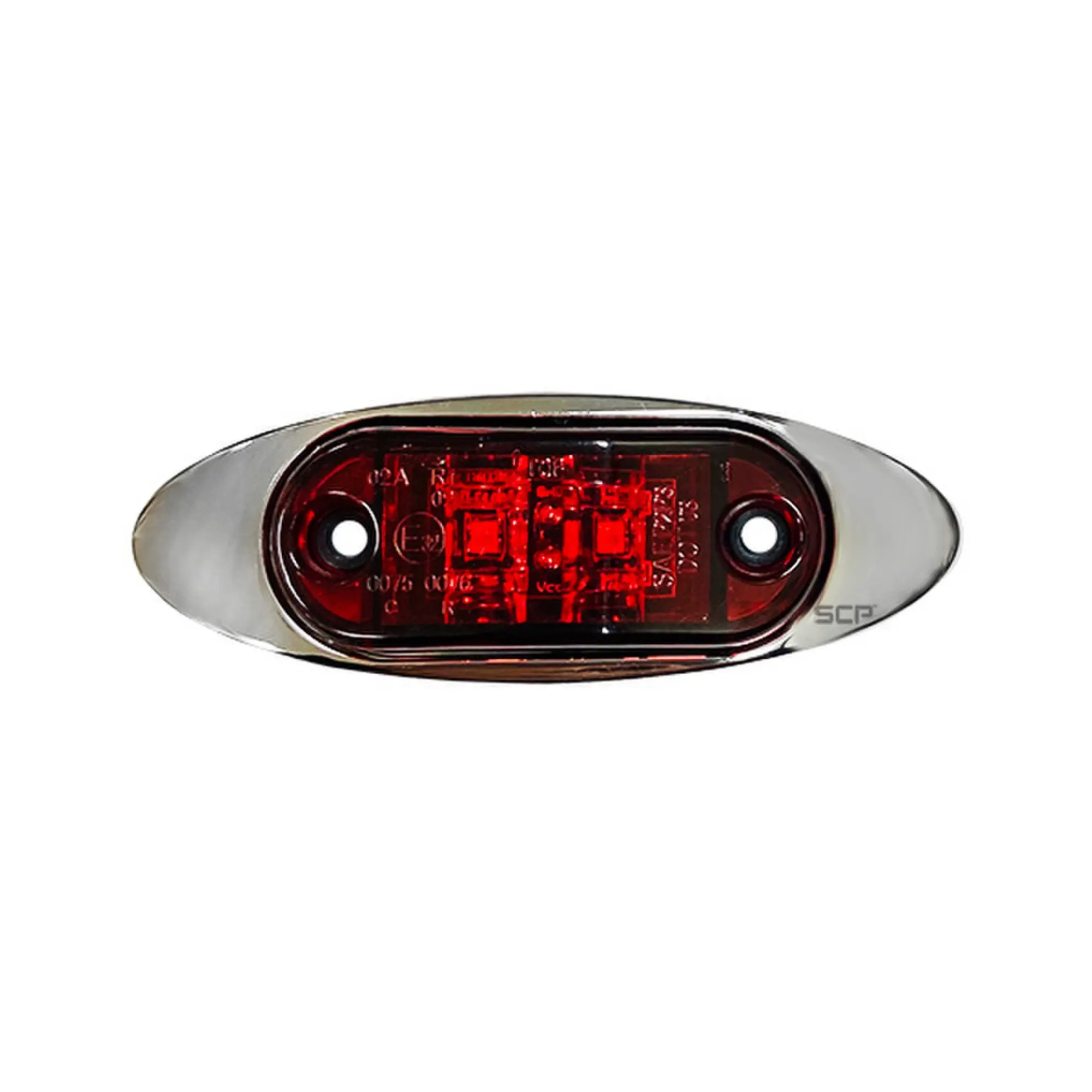 LED 2.6” x 1” Marker Light and Clearance Light Kit with Chromed Sleek Bezel, 2 Red LEDs