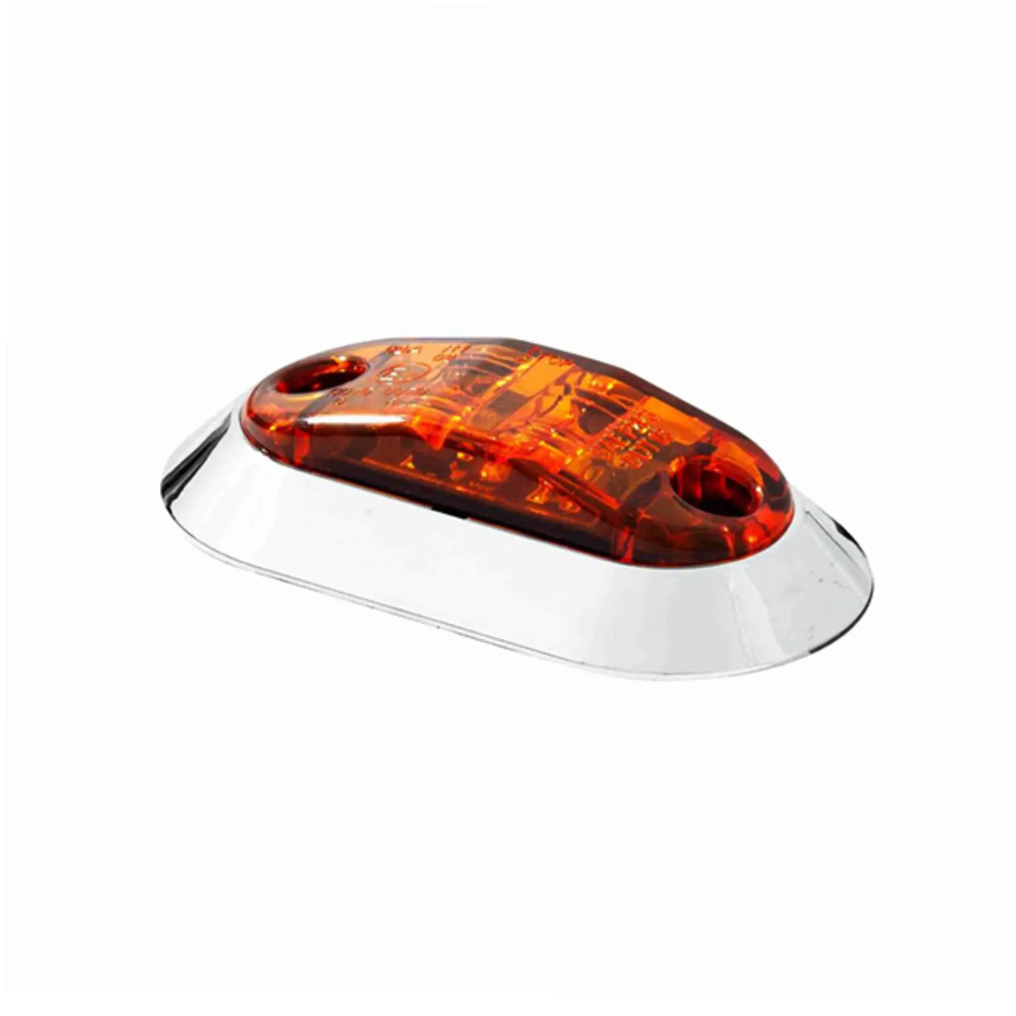 LED 2.6” x 1” Marker Light and Clearance Light Surface Mount with Chromed Rectangular Bezel, 2 Amber LEDs