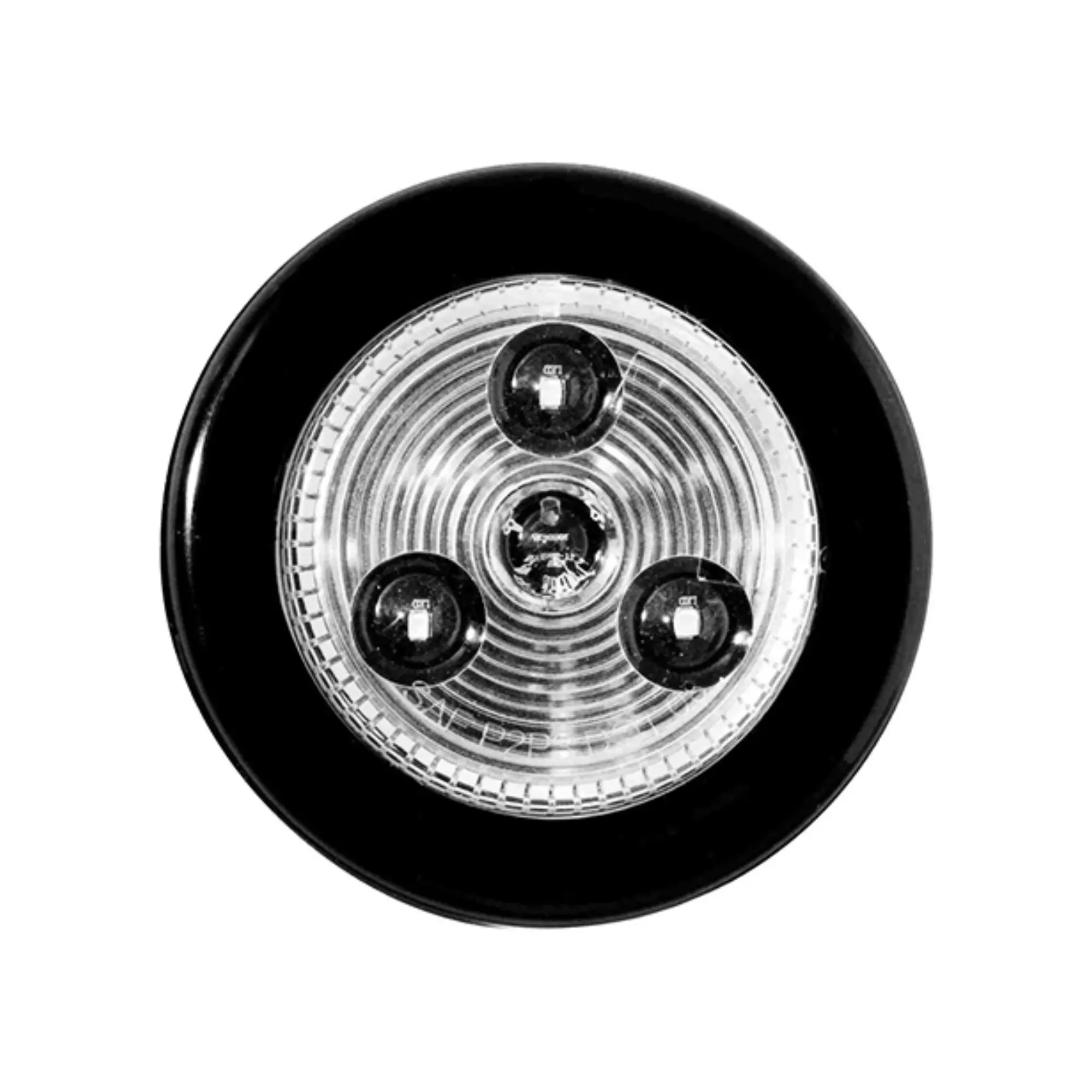LED 2” Round Marker Light, Clear Lens, 3 Amber LEDs, Grommet & Plug