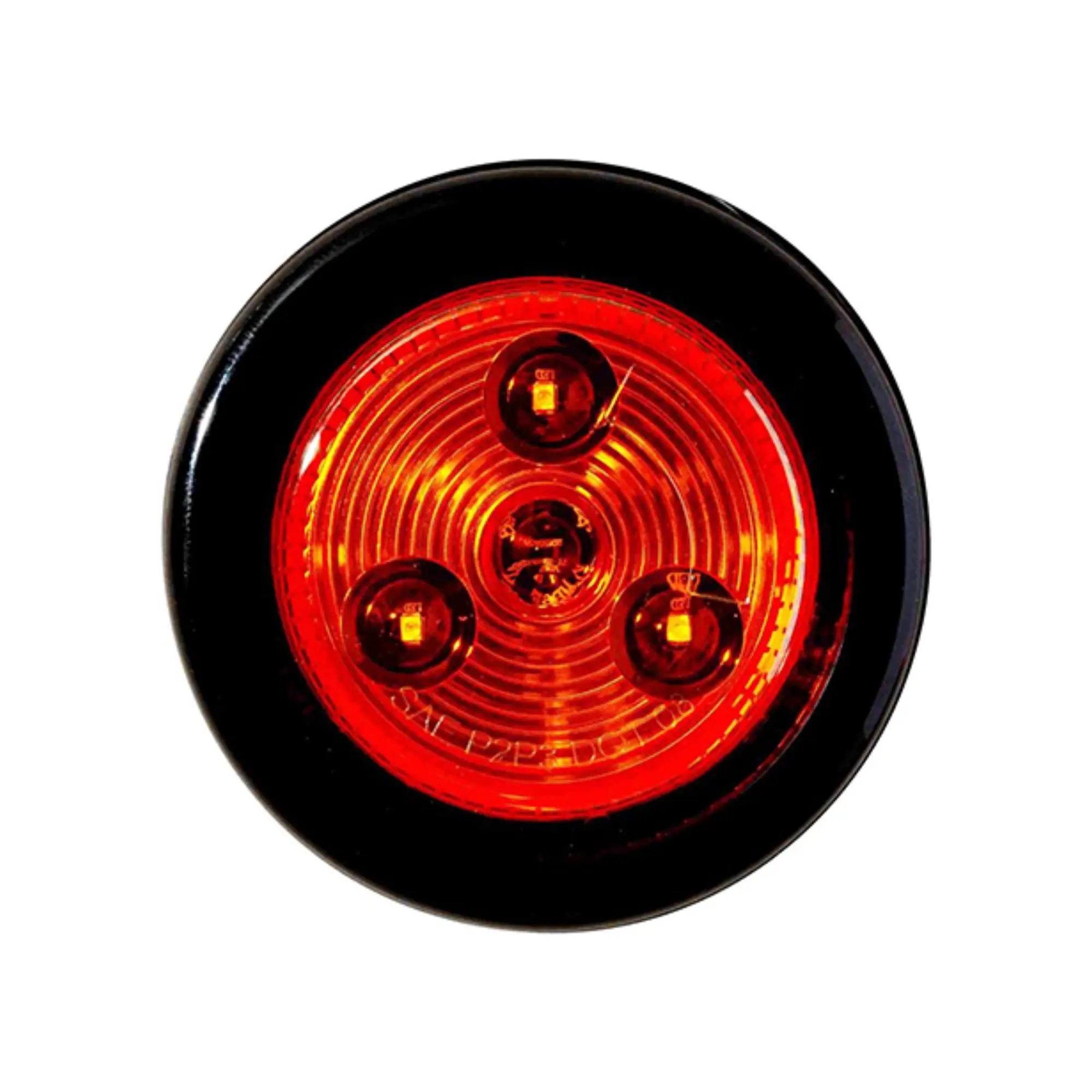 LED 2” Round Marker Light, Dark Amber Lens, 3 Amber LEDs, Grommet & Plug