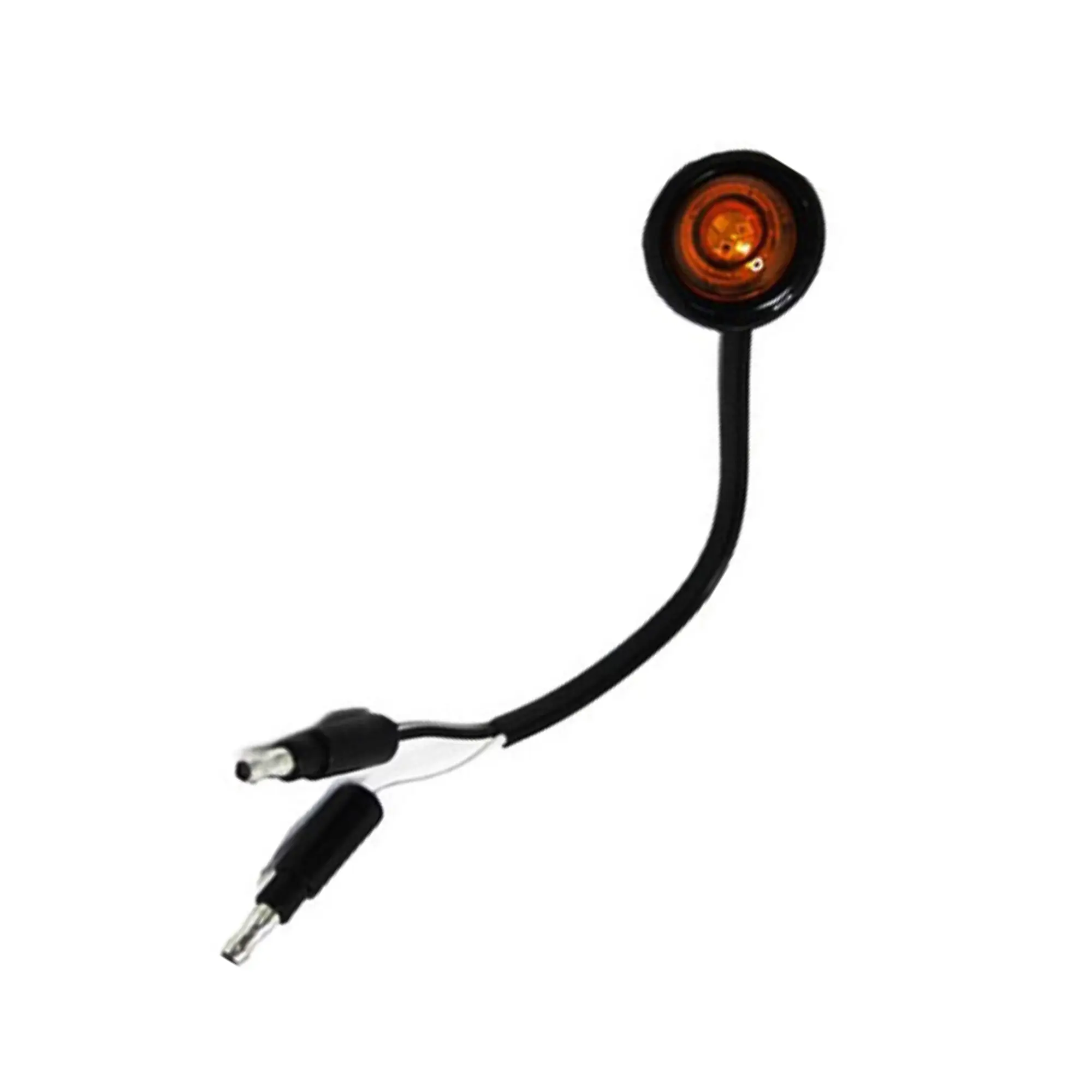 LED 3/4” Round Marker Light, Amber Lens, 3 Amber LEDs, 6” Bullet End