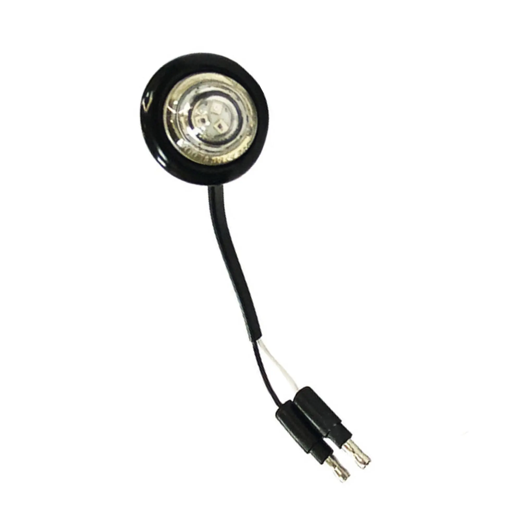 LED 3/4” Round Marker Light, Clear Lens, 3 Red LEDs, 6” Bullet End