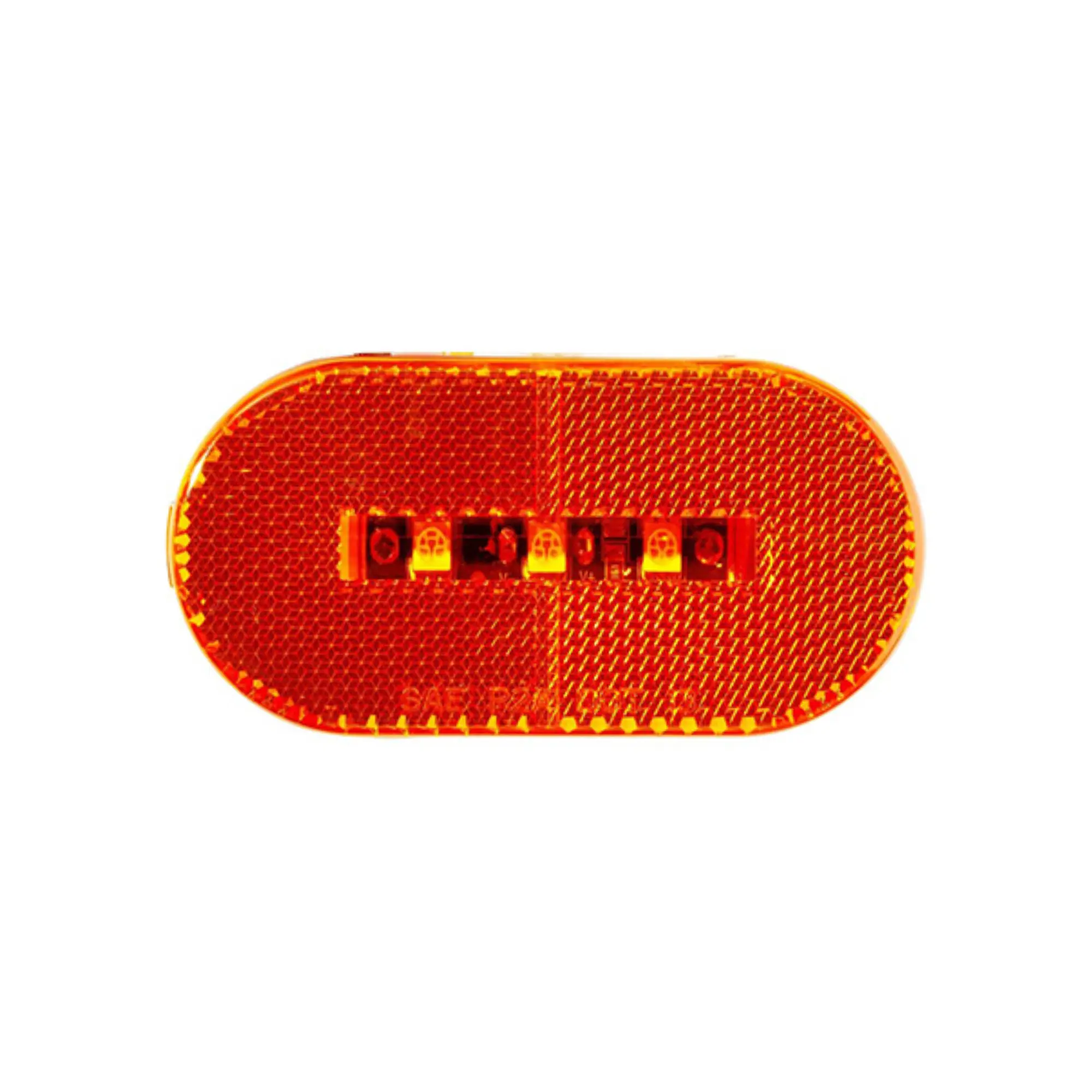 LED 4” x 2” Oblong LED Bulleye Marker and Clearance Light, Reflex Reflector, 10 LEDs Amber