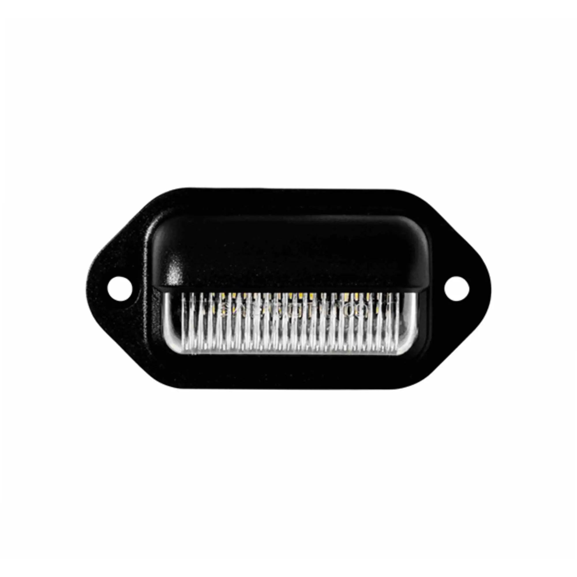 LED Mini License Plate Light, Clear Lens, 6 White LEDs, Black ABS Housing