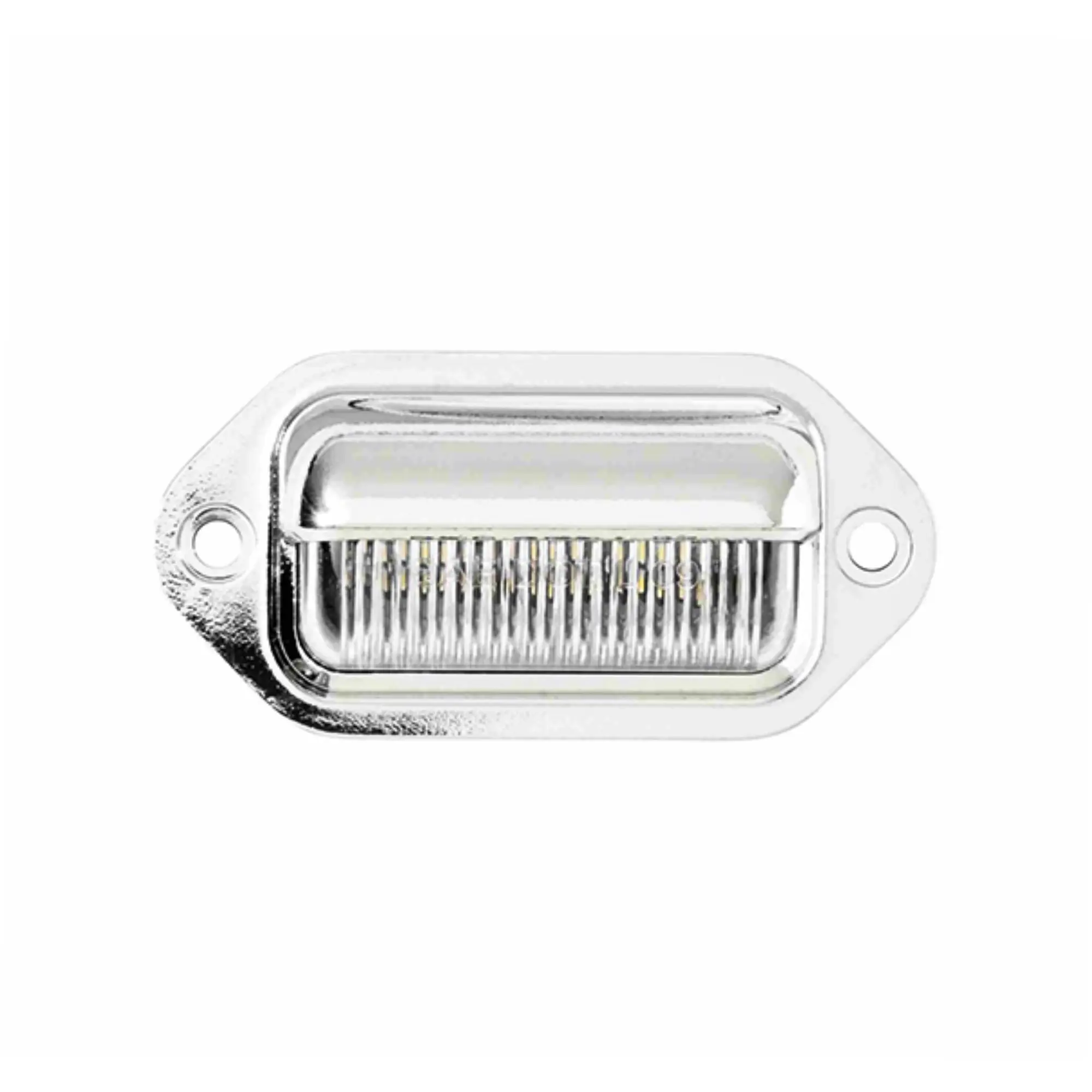 LED Mini License Plate Light, Clear Lens, 6 White LEDs, Chrome Plated ABS Housing