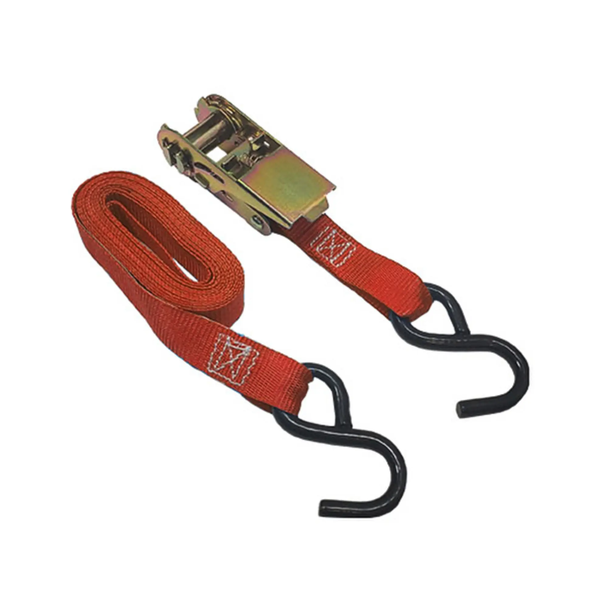 Ratchet Tie-Down Straps "S" Hooks, 1" x 12', Red