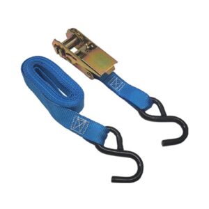 Ratchet Tie-Down Straps "S" Hooks, 1" x 12', Blue