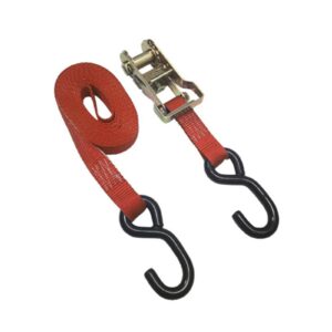 Ratchet Tie-Down Straps "S" Hooks, 1" x 15', Red