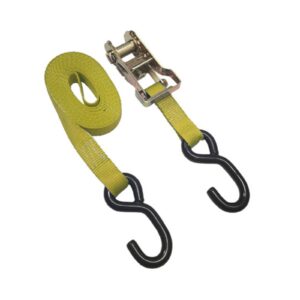 Ratchet Tie-Down Straps "S" Hooks, 1" x 15', Yellow