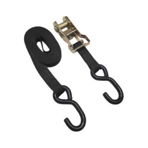 Ratchet Tie-Down Straps "S" Hooks, 1" x 15', Black