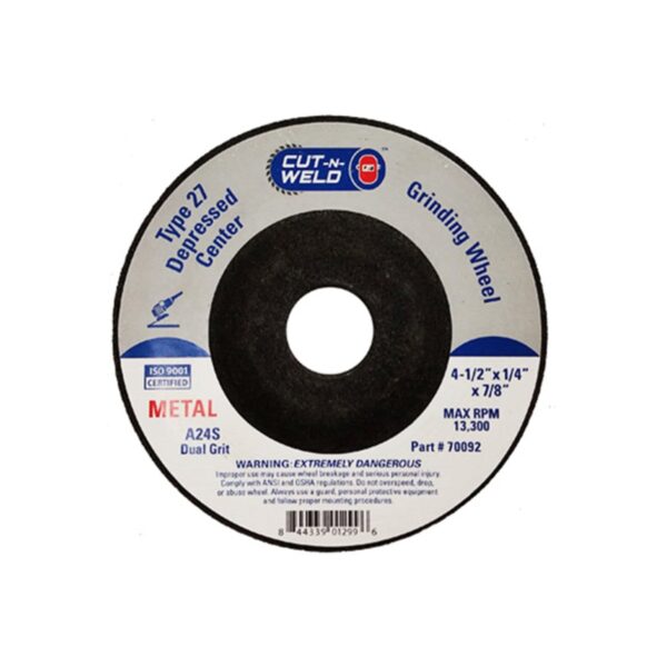 CNW-T27 Grinding Wheel With Dual Grit 4.5" x 1/4" x 7/8"