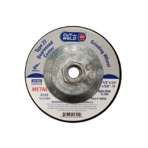 CNW-T27 Grinding Wheel With Dual Grit 4.5" x 1/4" x 5/8"-11, With Hub