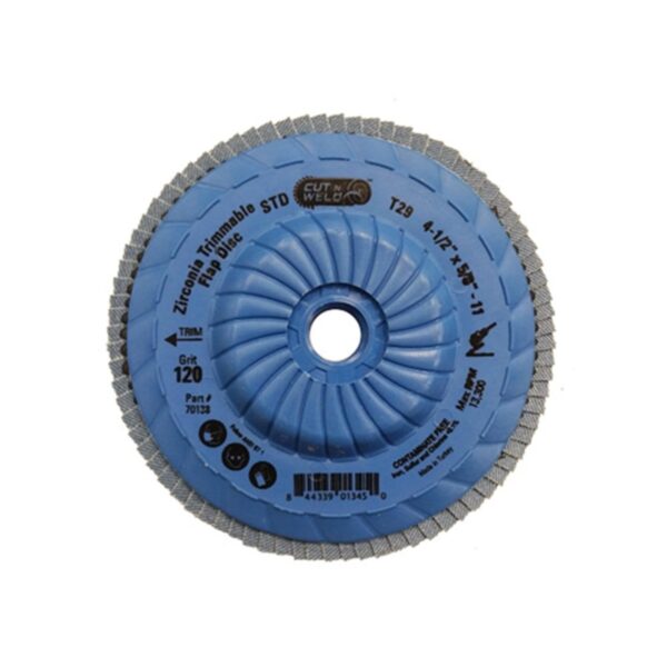 Trimmable Type 29 Zirconia Flap Discs 4.5", Grit 120, Standard Density