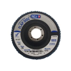 T29 Zirconia Flap Discs 4.5", Standard Density, Grit 40