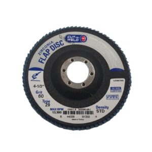 T29 Zirconia Flap Discs 4.5", Standard Density, Grit 60