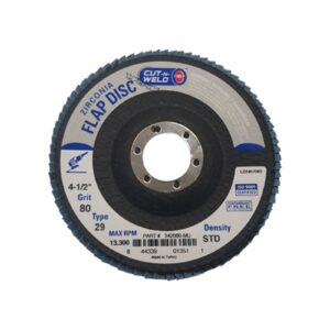 T29 Zirconia Flap Discs 4.5", Standard Density, Grit 80