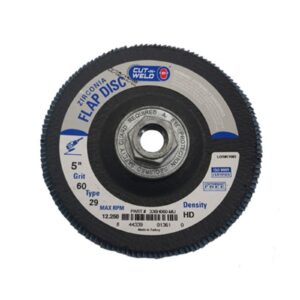 T29 Zirconia Flap Discs 5", High Density, Grit 60, with Hub