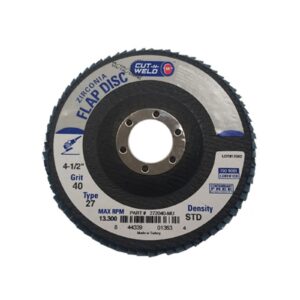 T27 Zirconia Flap Discs 4.5", Standard Density, Grit 40