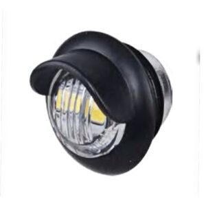 LED 3/4” Round Marker/License Plate Light, Clear Lens, 3 White LEDs, Shielded Grommet, Bullet End 6”