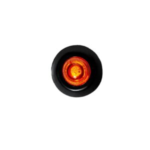 LED 3/4” Round Marker Light, Amber Lens, 3 Amber LEDs, 1/4” Ring Terminal on White Wire, 6” Pigtail