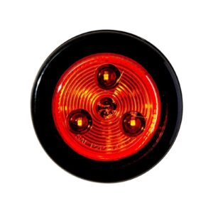 LED 2” Round Marker Light, Dark Amber Lens, 4 Amber LEDs, PCP2 Rated, Grommet & Plug