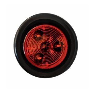 LED 2” Round Marker Light, Dark Red Lens, 4 Red LEDs, PCP2 Rated, Grommet & Plug