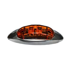 LED 2.6” x 1” Marker Light and Clearance Light Kit with Chromed Sleek Bezel, 2 Amber LEDs