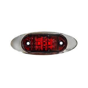 LED 2.6” x 1” Marker Light and Clearance Light Kit with Chromed Sleek Bezel, 2 Red LEDs