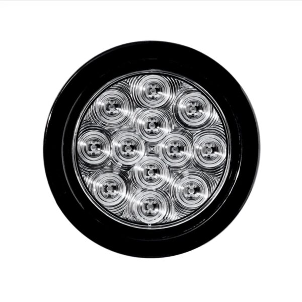 LED 4” Round, Stop/Turn/Tail Light, Clear Lens, 12 LEDs, Grommet & Plug