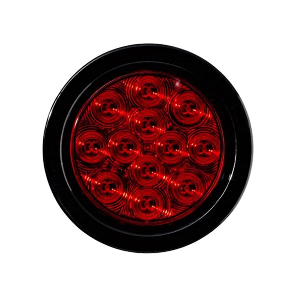 LED 4” Round, Stop/Turn/Tail Light, Dark Red Lens, 12 LEDs, Grommet & No Plug