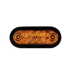 LED 6” Oval, Auxiliary/Turn/Marker Light, Dark Amber Lens, 10 LEDs, Grommet & Plug