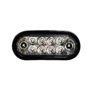 LED 6” Oval, Stop/Turn/Tail Light, Clear Lens, 10 LEDs, Grommet & Plug