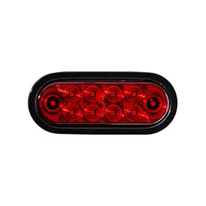 LED 6” Oval, Stop/Turn/Tail Light, Dark Red Lens, 10 LEDs, Grommet & No Plug