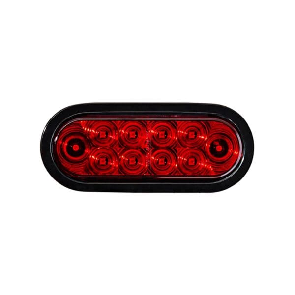 LED 6” Oval, Stop/Turn/Tail Light, Dark Red Lens, 10 LEDs, Grommet & Plug