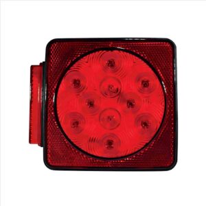 LED 4” Square, Stop/Turn/Tail Light, Dark Red Lens, 11/6 LEDs, Under 80", Small Base, Left Side