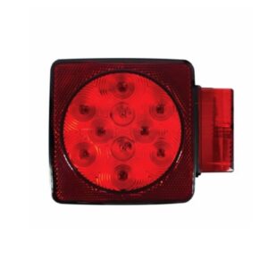 LED 4” Square, Stop/Turn/Tail Light, Dark Red Lens, 11/6 LEDs, Over 80", Small Base, Right Side