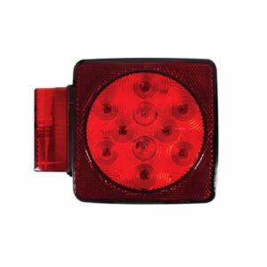 LED 4” Square, Stop/Turn/Tail Light, Dark Red Lens, 11/6 LEDs, Over 80", Small Base, Left Side