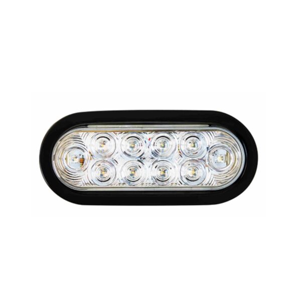 LED 6” Oval Back-Up Light, Clear Lens, 10 White LEDs, Grommet & No Plug