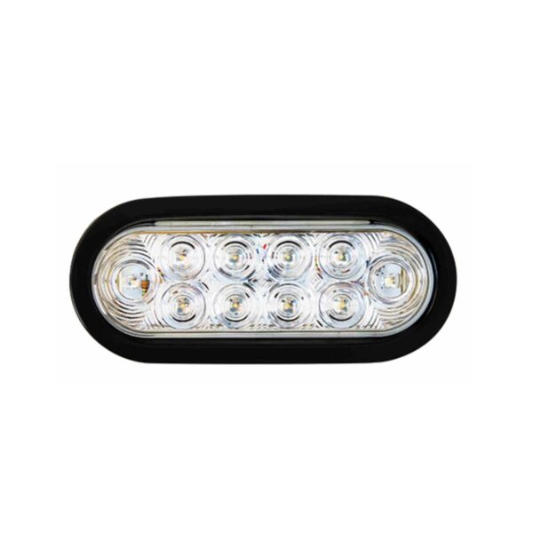 LED 6” Oval Back-Up Light, Clear Lens, 10 White LEDs, Grommet & Plug
