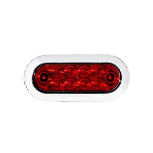 LED 6” Oval, Stop/Turn/Tail Light, Clear Lens, 10 LEDs, Surface Mount, Chrome Bezel