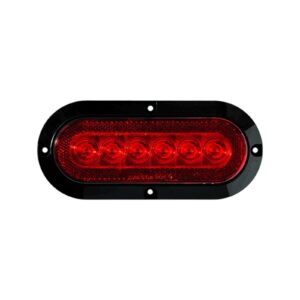 LED 6” Oval, Stop/Turn/Tail Light, Surface Mount LED, Reflex Reflector STT, Clear Lens, 6 LEDs, Black Bezel