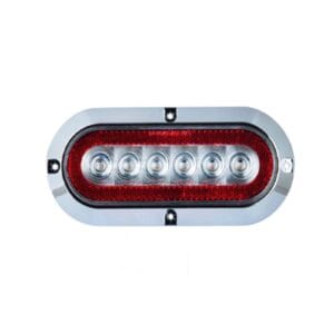 LED 6” Oval, Stop/Turn/Tail Light, Surface Mount LED, Reflex Reflector STT, Clear Lens, 6 LEDs, Chrome Bezel