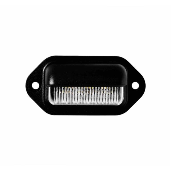 LED Mini License Plate Light, Clear Lens, 6 White LEDs, Black ABS Housing