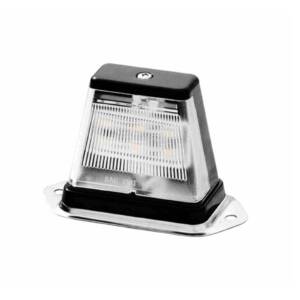 LED License Plate Light, Clear Lens, 6 White LEDs, Black ABS Housing, Stainless Steel Base