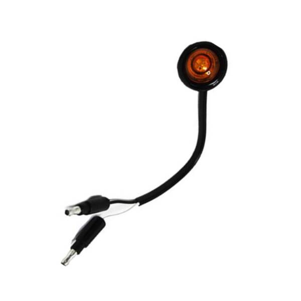 LED 3/4” Round Marker Light, Amber Lens, 3 Amber LEDs, 6” Bullet End, Large Grommet