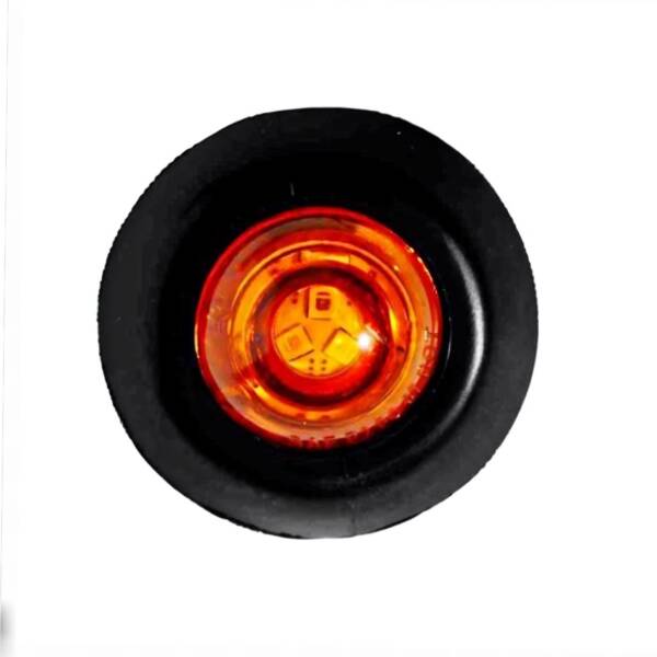 LED 3/4” Round Marker Light, Amber Lens, 3 Amber LEDs, 6” Bare End, Large Grommet