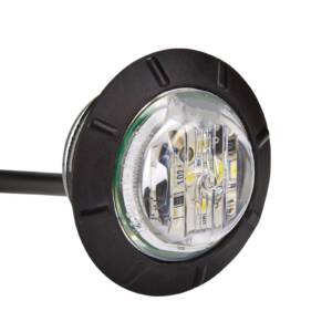 LED 1.5” Round Marker Light, Clear Lens, 6 Clear LEDs, 6” Pigtail