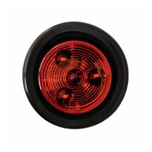 LED 2” Round Marker Light, Dark Red Lens, 3 Red LEDs, Grommet & Plug